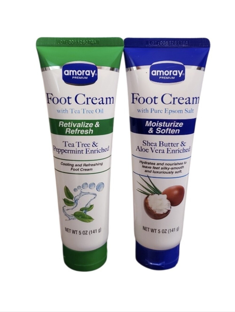Amoray Premium Foot Cream Duo Revitalize & Moisturize Tea Tree Shea Butter